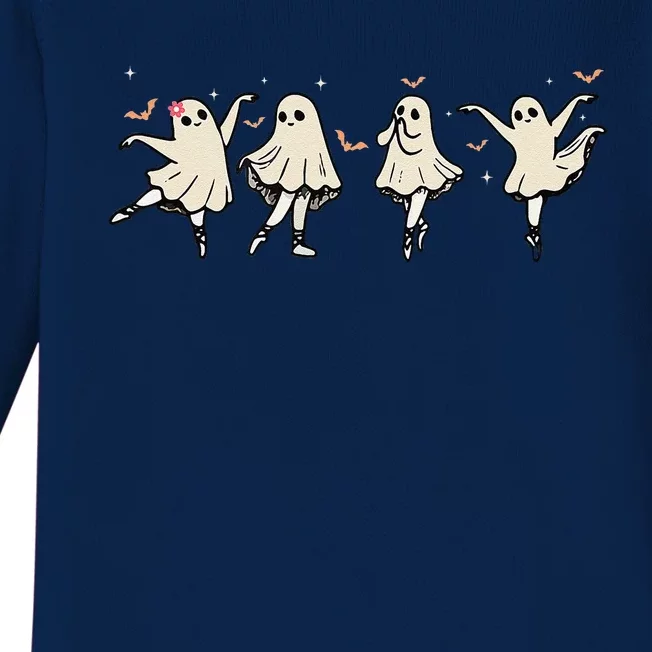 Funny Ballet Ghost Ballet Dancer Spooky Dance Teacher Halloween Gift Baby Long Sleeve Bodysuit