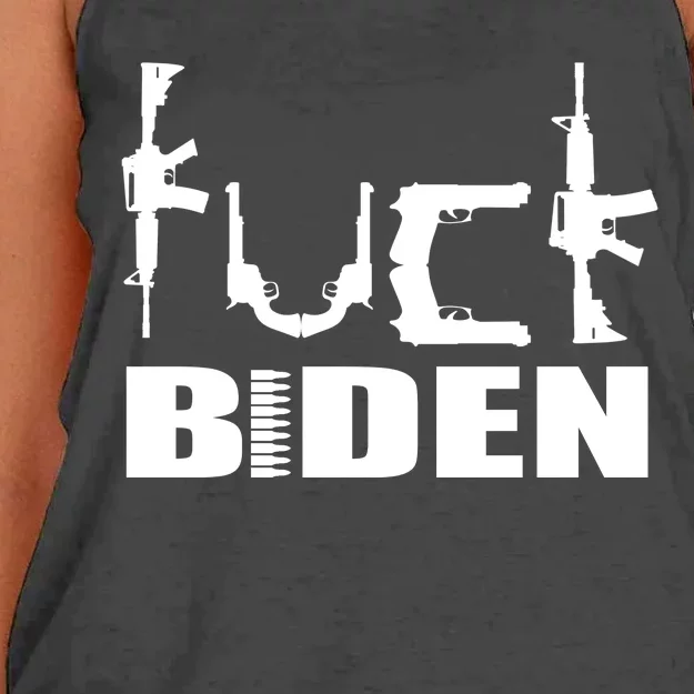 F*ck Biden Guns Logo Women's Knotted Racerback Tank