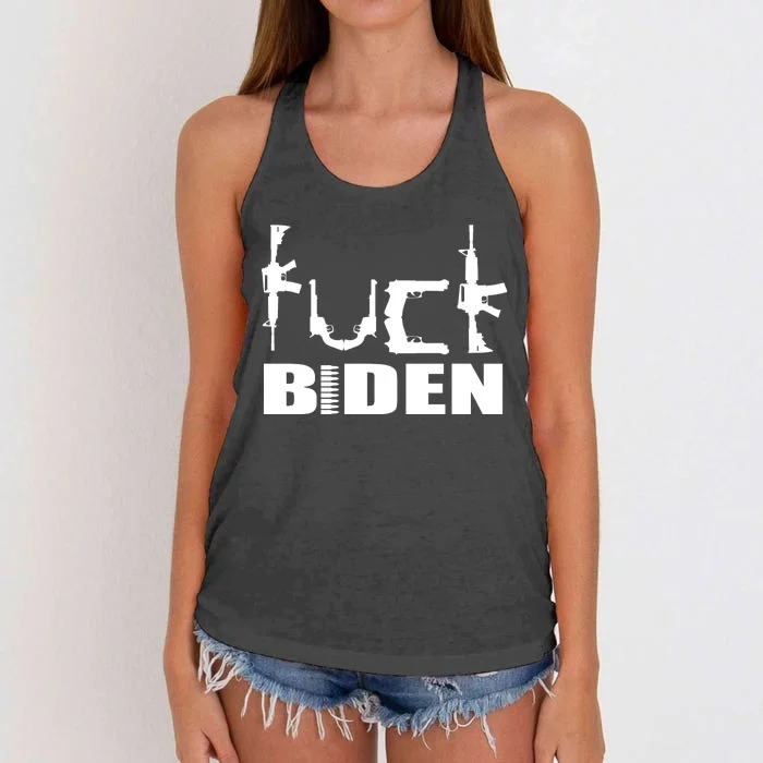 F*ck Biden Guns Logo Women's Knotted Racerback Tank