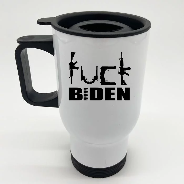 F*ck Biden Guns Logo Front & Back Stainless Steel Travel Mug