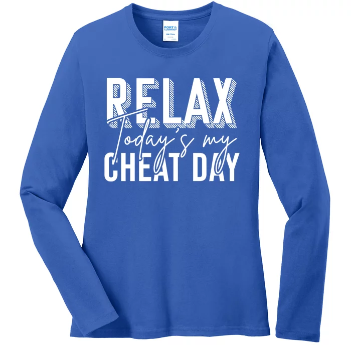 Funny Bodybuilder Gift Fitness Gym Workout Cheat Day Funny Gift Ladies Long Sleeve Shirt