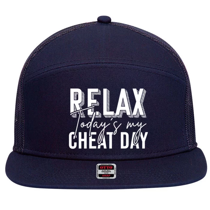 Funny Bodybuilder Gift Fitness Gym Workout Cheat Day Funny Gift 7 Panel Mesh Trucker Snapback Hat