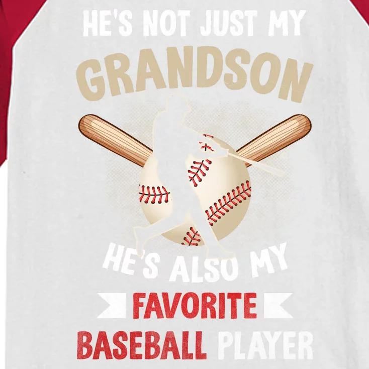 Funny Baseball Grandpa Grandson My Favorite Baseball Player Kids Colorblock Raglan Jersey