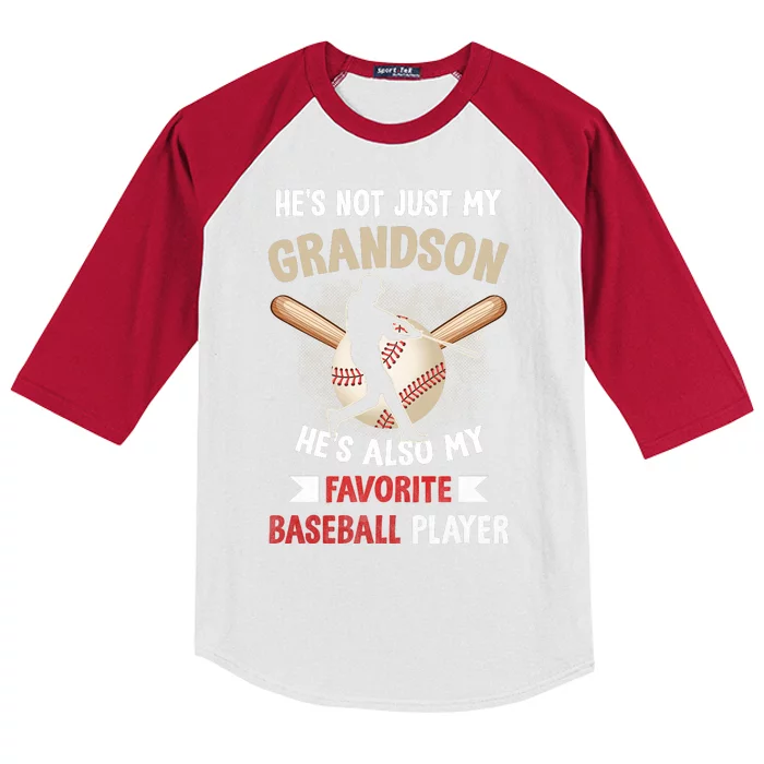 Funny Baseball Grandpa Grandson My Favorite Baseball Player Kids Colorblock Raglan Jersey