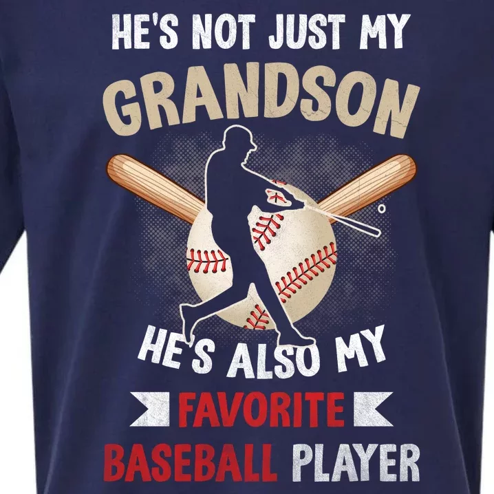 Funny Baseball Grandpa Grandson My Favorite Baseball Player Sueded Cloud Jersey T-Shirt