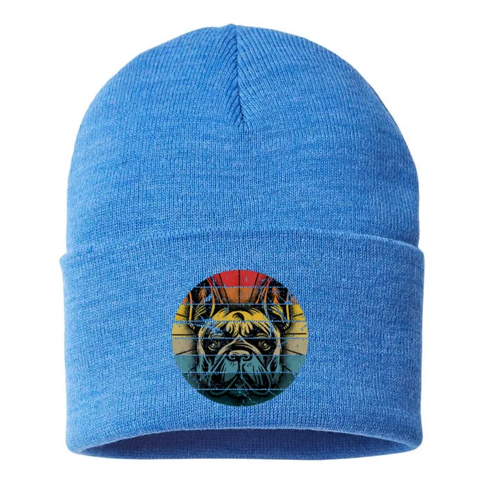 French Bulldog Gift Frenchie Dog Lover Dogfather Sustainable Knit Beanie