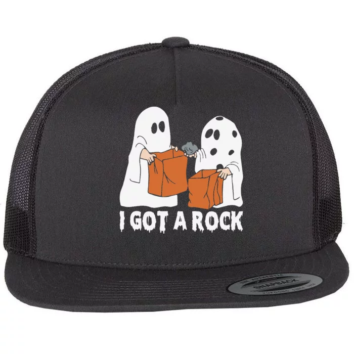 Funny Boo Ghost Scary I Got A Rock Halloween Flat Bill Trucker Hat