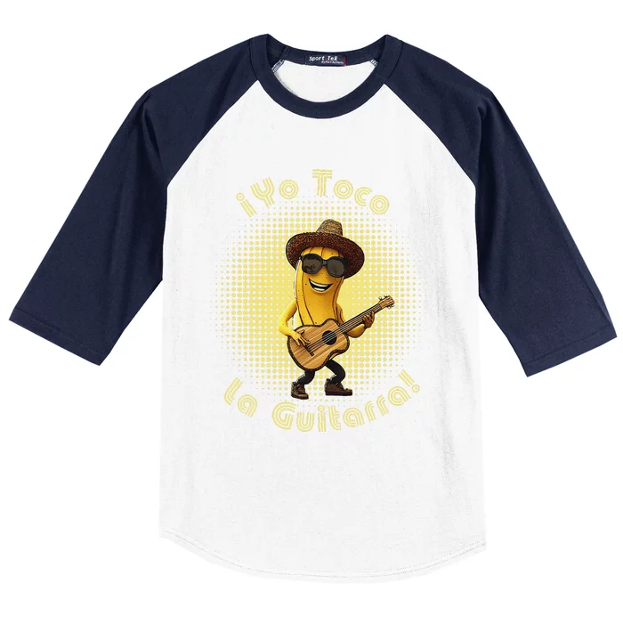 Funny Banana Guitar Sombrero – ¡Yo Toco La Guitarra! Baseball Sleeve Shirt