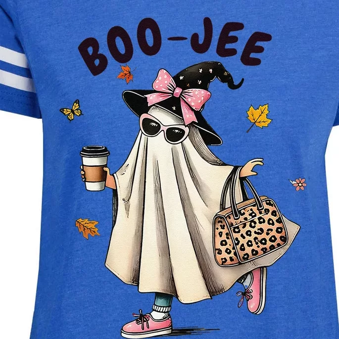 Funny Boojee Ghost Halloween Boo Jee Ghost Spooky Season Gift Enza Ladies Jersey Football T-Shirt