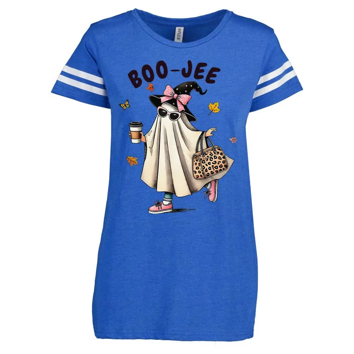 Funny Boojee Ghost Halloween Boo Jee Ghost Spooky Season Gift Enza Ladies Jersey Football T-Shirt