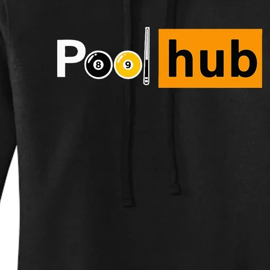 Funny Billiards Game Pool Hub Billiard Balls & Cue Stick Women's Pullover Hoodie