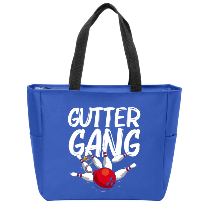 Funny Bowling Gift For Men Women Cool Funny Gutter Gang Bowlers Gift Zip Tote Bag