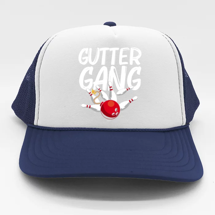 Funny Bowling Gift For Men Women Cool Funny Gutter Gang Bowlers Gift Trucker Hat