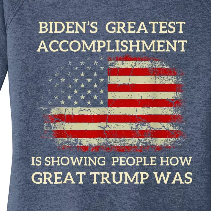 Funny BidenS Greatest Accomplishment Is Showing Trump 2024 Women's Perfect Tri Tunic Long Sleeve Shirt