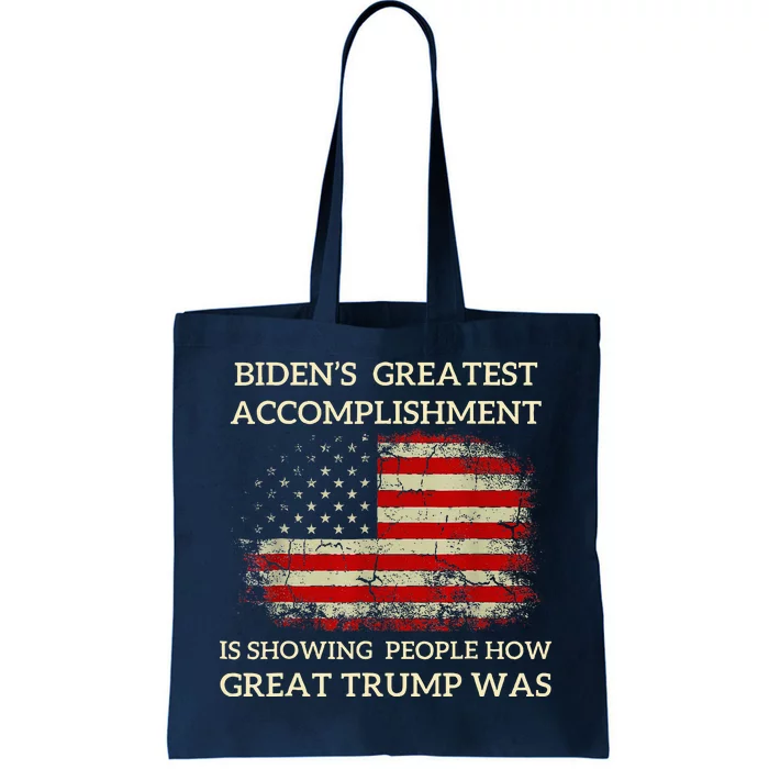 Funny BidenS Greatest Accomplishment Is Showing Trump 2024 Tote Bag