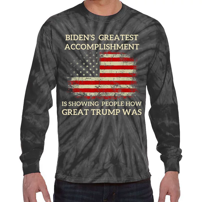 Funny BidenS Greatest Accomplishment Is Showing Trump 2024 Tie-Dye Long Sleeve Shirt