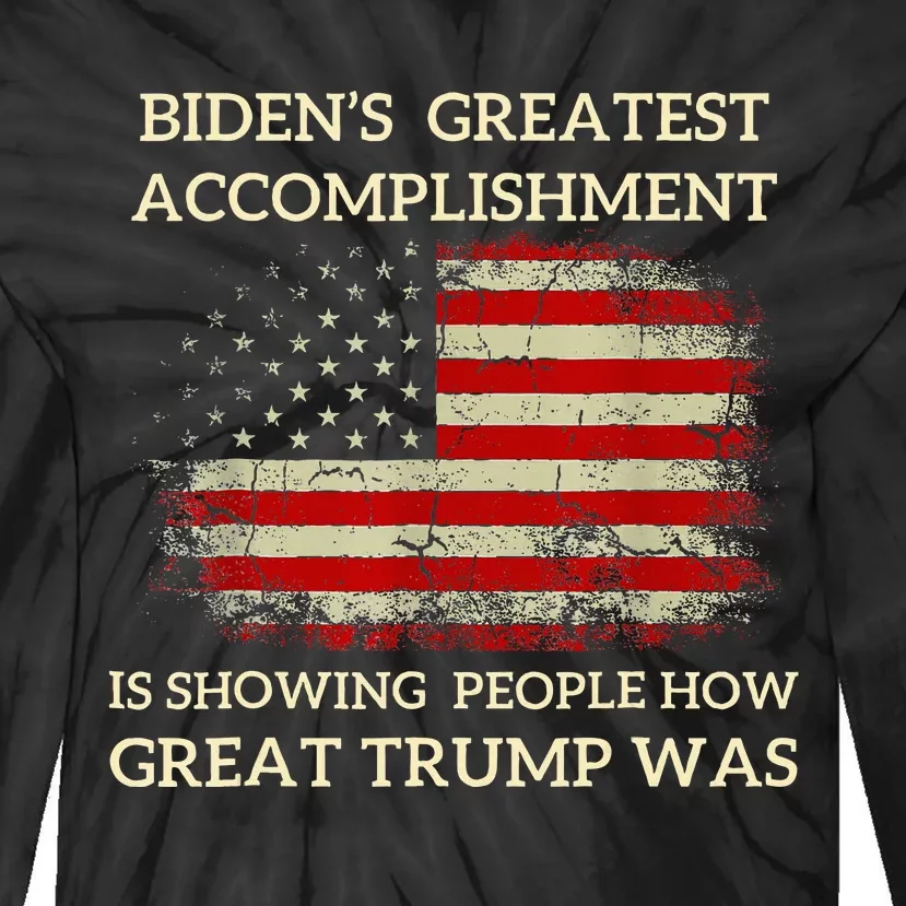 Funny BidenS Greatest Accomplishment Is Showing Trump 2024 Tie-Dye Long Sleeve Shirt