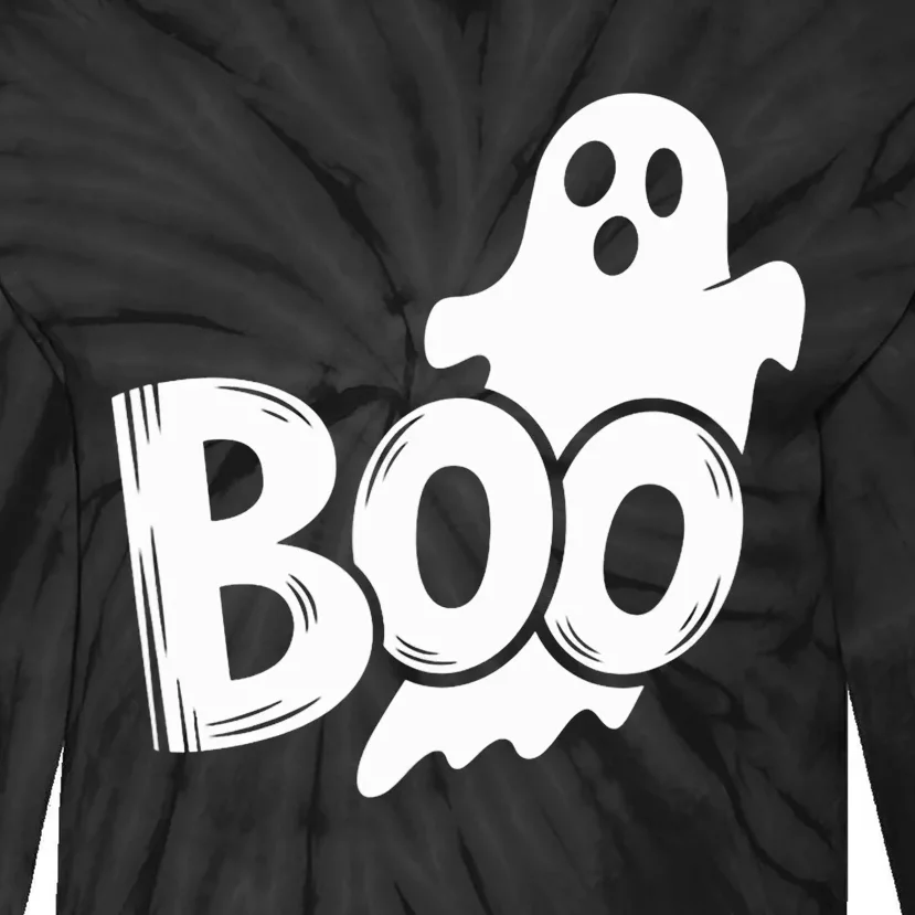 Funny Boo Ghost Retro Halloween Costume Tie-Dye Long Sleeve Shirt