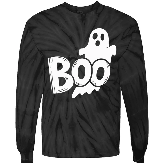 Funny Boo Ghost Retro Halloween Costume Tie-Dye Long Sleeve Shirt