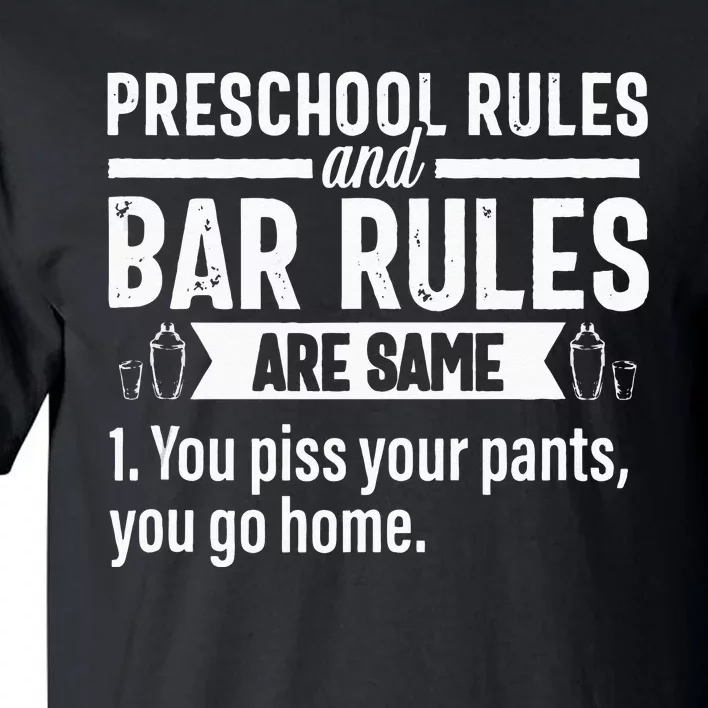 Funny Bartender Gift Women Men Rules Bartending Mixologist Tall T-Shirt