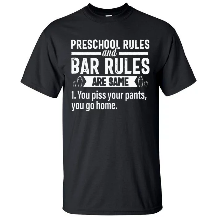 Funny Bartender Gift Women Men Rules Bartending Mixologist Tall T-Shirt