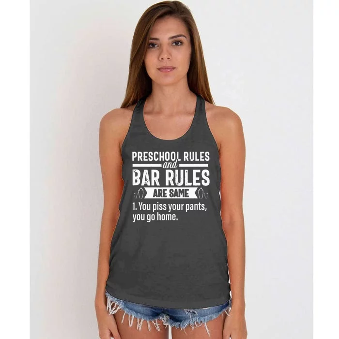 Funny Bartender Gift Women Men Rules Bartending Mixologist Women's Knotted Racerback Tank