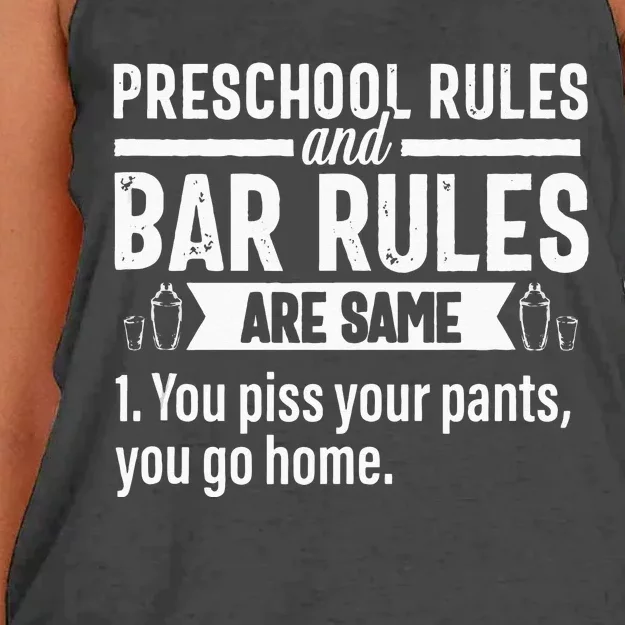 Funny Bartender Gift Women Men Rules Bartending Mixologist Women's Knotted Racerback Tank