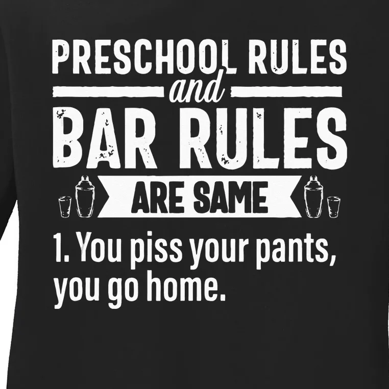 Funny Bartender Gift Women Men Rules Bartending Mixologist Ladies Long Sleeve Shirt