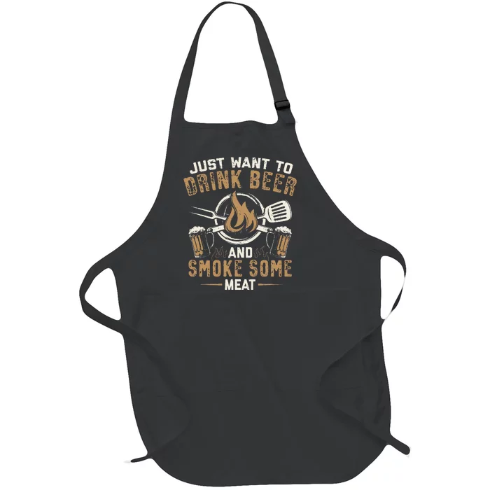 Funny BBQ Grill Chef Grilling Master Barbecue Lover BBQ Full-Length Apron With Pocket