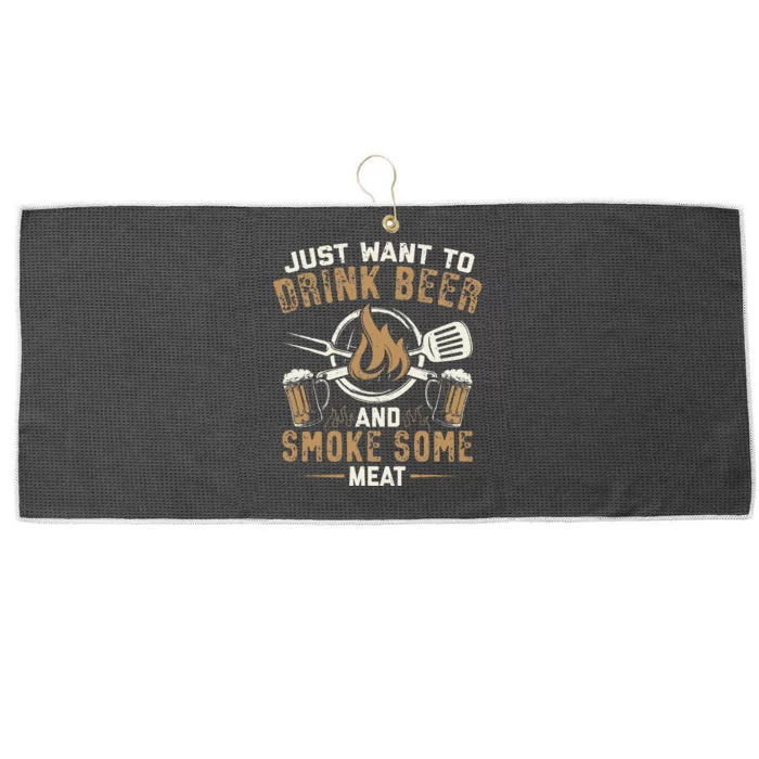 Funny BBQ Grill Chef Grilling Master Barbecue Lover BBQ Large Microfiber Waffle Golf Towel