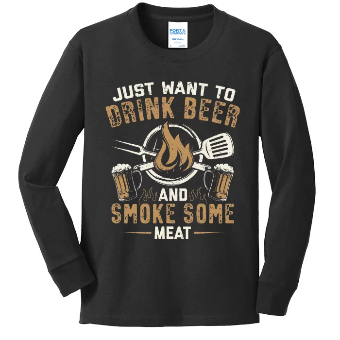 Funny BBQ Grill Chef Grilling Master Barbecue Lover BBQ Kids Long Sleeve Shirt