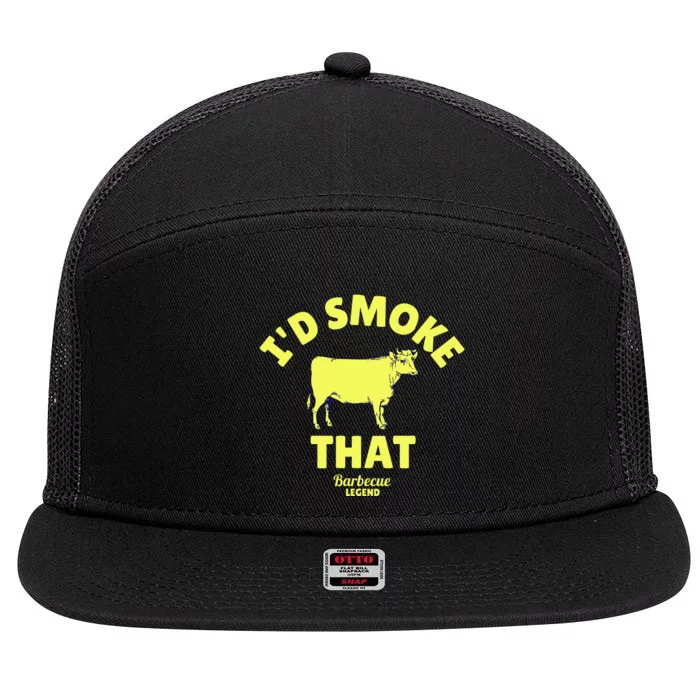 Funny BBQ Grilling Id Smoke That 7 Panel Mesh Trucker Snapback Hat