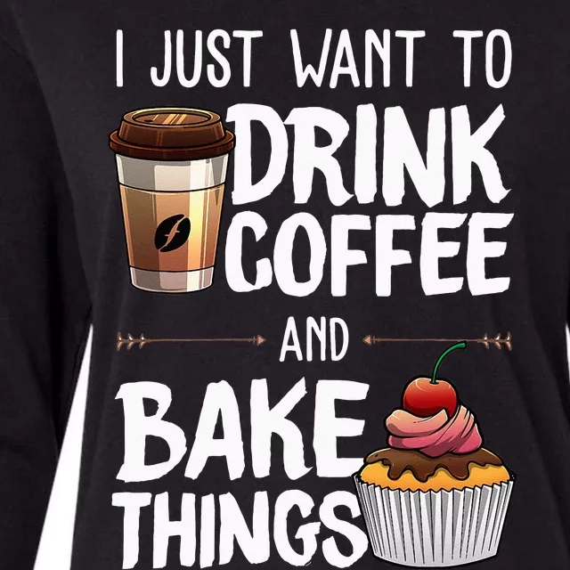 Funny Baking Gift For Men Women Baker Drinking Coffee Lover Womens Cotton Relaxed Long Sleeve T-Shirt