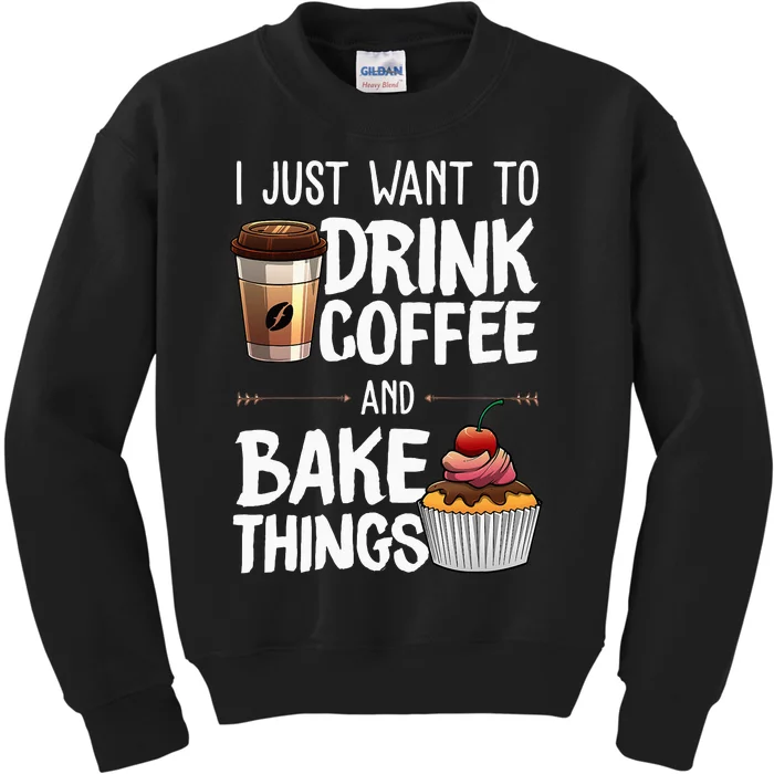 Funny Baking Gift For Men Women Baker Drinking Coffee Lover Kids Sweatshirt