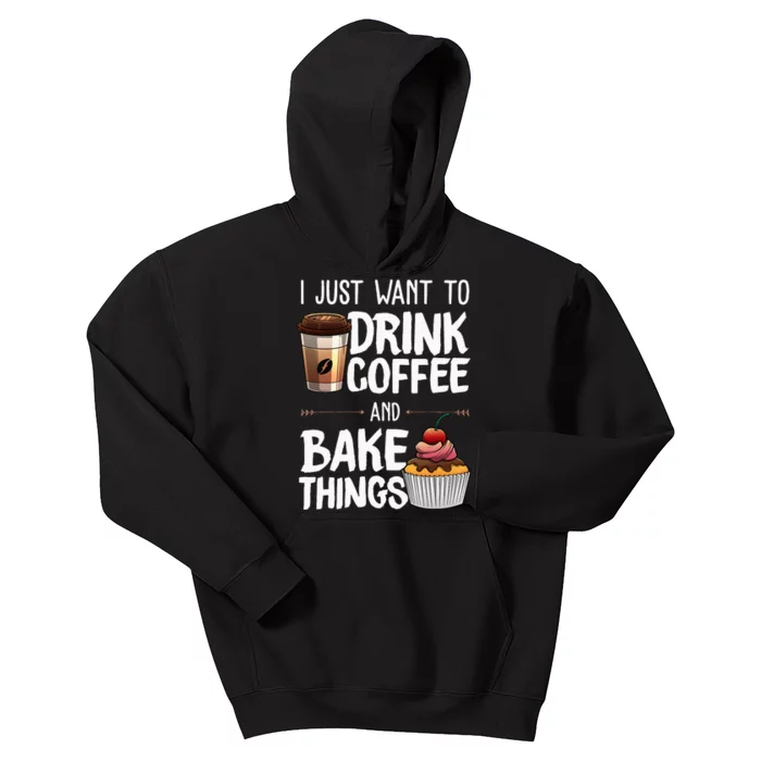 Funny Baking Gift For Men Women Baker Drinking Coffee Lover Kids Hoodie