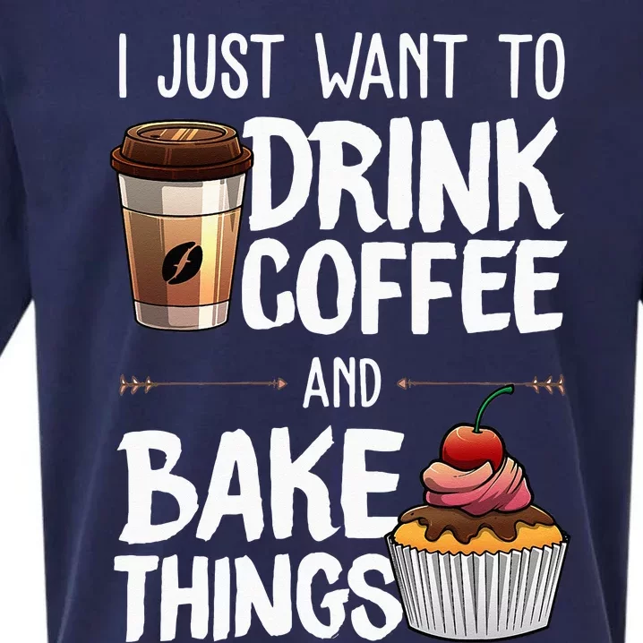 Funny Baking Gift For Men Women Baker Drinking Coffee Lover Sueded Cloud Jersey T-Shirt