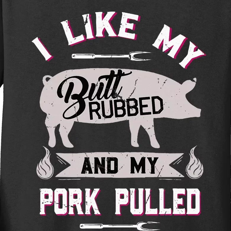 Funny Bbq Grilling Quote Pig Pulled Pork Kids Long Sleeve Shirt