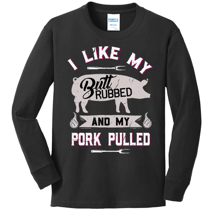 Funny Bbq Grilling Quote Pig Pulled Pork Kids Long Sleeve Shirt