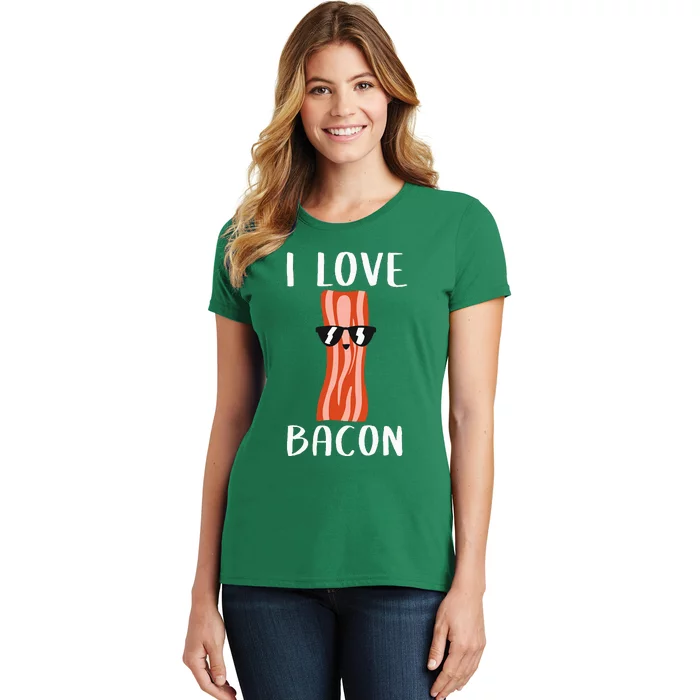 Funny Bacon Gift Cool Geeky I Love Bacon Women's T-Shirt