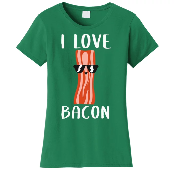 Funny Bacon Gift Cool Geeky I Love Bacon Women's T-Shirt