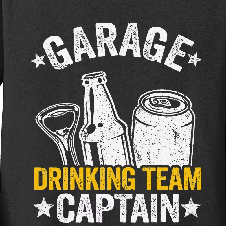 Funny Beer Garage Drinker Garage Drinking Team Captain Kids Long Sleeve Shirt