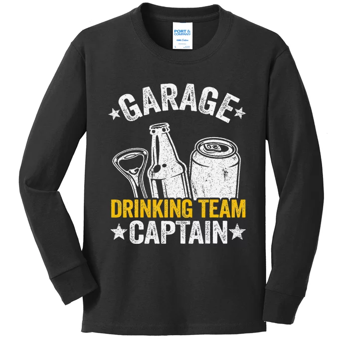 Funny Beer Garage Drinker Garage Drinking Team Captain Kids Long Sleeve Shirt