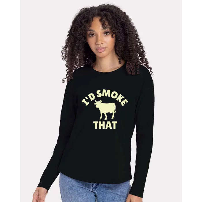 Funny BBQ Grilling Id Smoke That Womens Cotton Relaxed Long Sleeve T-Shirt