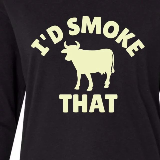 Funny BBQ Grilling Id Smoke That Womens Cotton Relaxed Long Sleeve T-Shirt