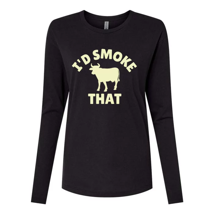 Funny BBQ Grilling Id Smoke That Womens Cotton Relaxed Long Sleeve T-Shirt