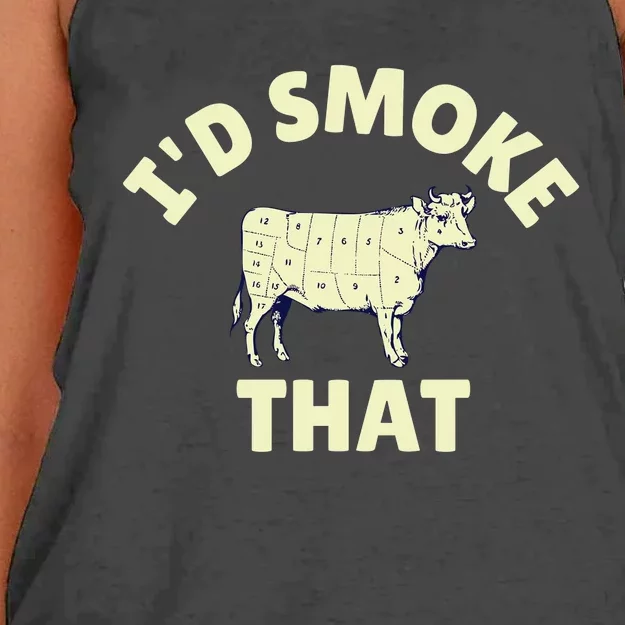 Funny BBQ Grilling Id Smoke That Women's Knotted Racerback Tank