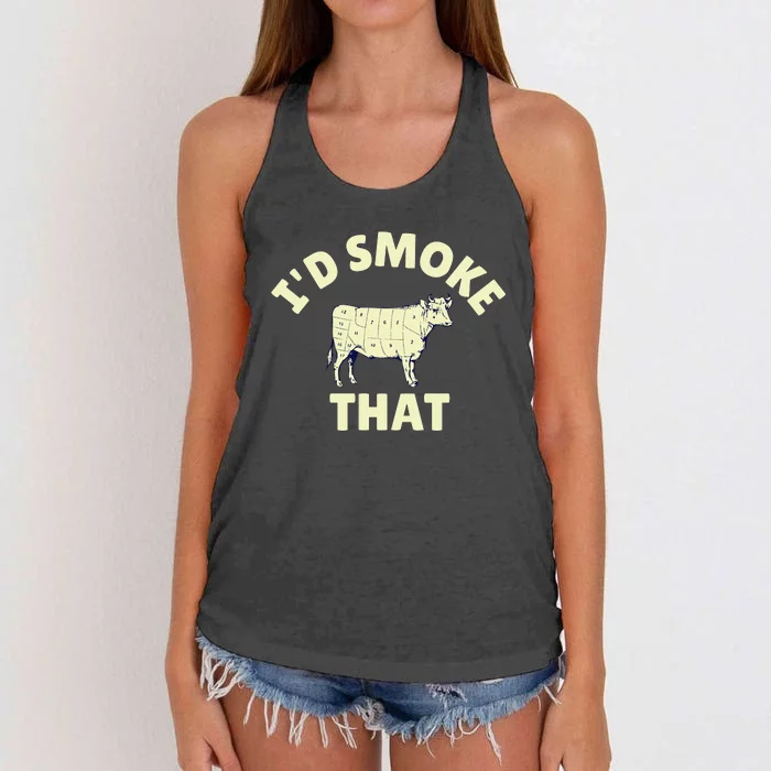 Funny BBQ Grilling Id Smoke That Women's Knotted Racerback Tank