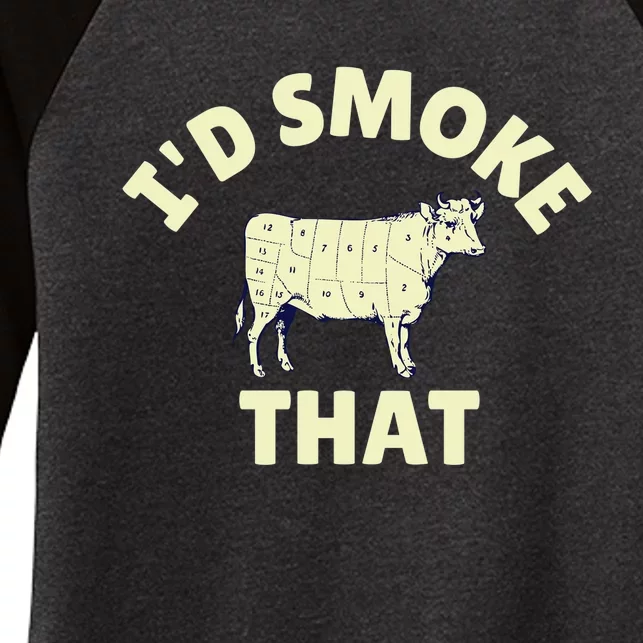 Funny BBQ Grilling Id Smoke That Women's Tri-Blend 3/4-Sleeve Raglan Shirt