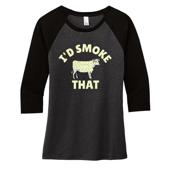 Funny BBQ Grilling Id Smoke That Women's Tri-Blend 3/4-Sleeve Raglan Shirt