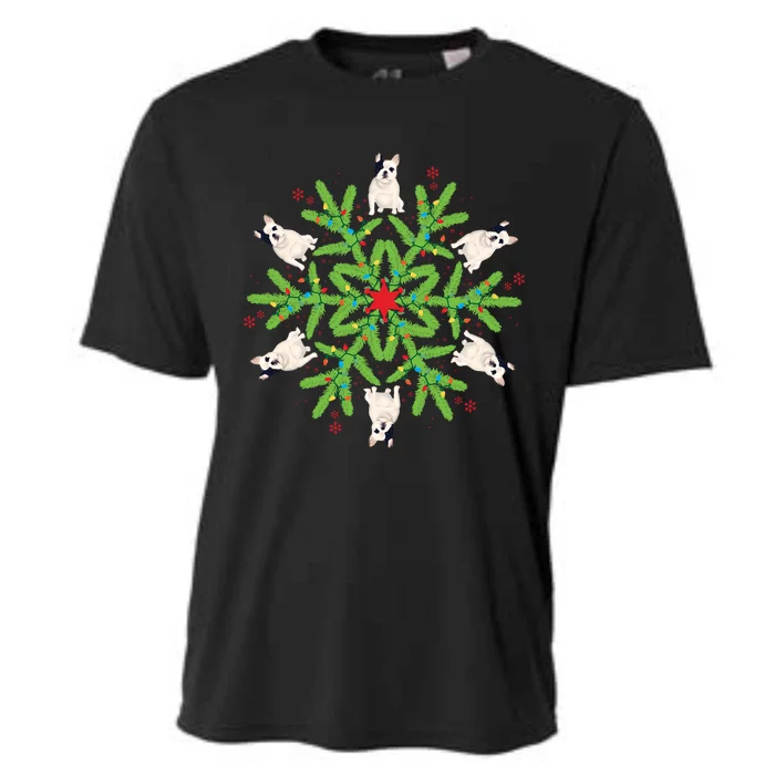 French Bulldog Gift Snowflake French Bulldog Christmas Gift Cooling Performance Crew T-Shirt